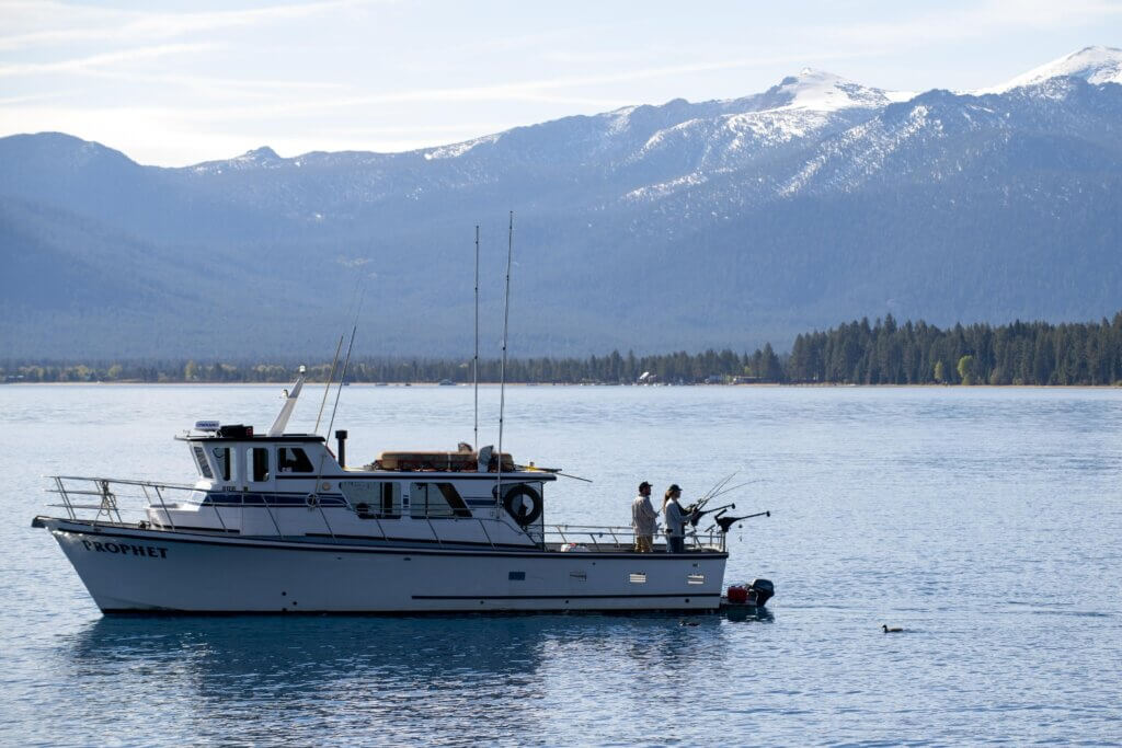 fishing on Lake Tahoe by boat