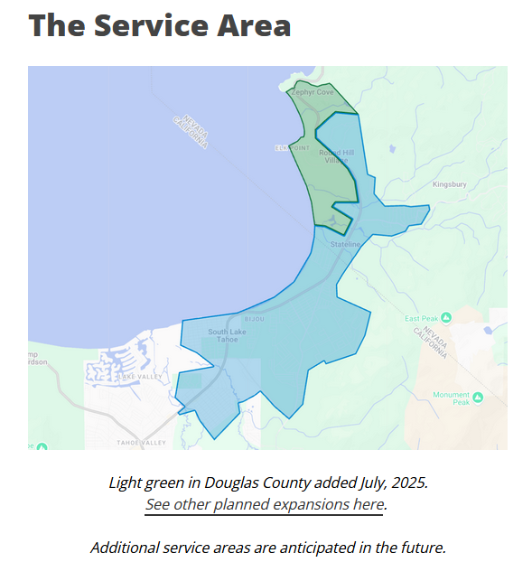 Lake Link Micro Transit Expanded service area in Douglas County at Lake Tahoe