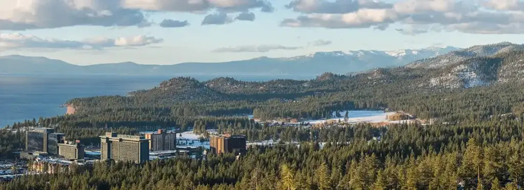 Aerial View of Lake Tahoe Casinos